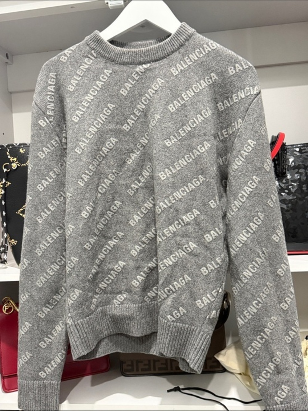 Balenciaga Grey Logo Crewneck Sweater